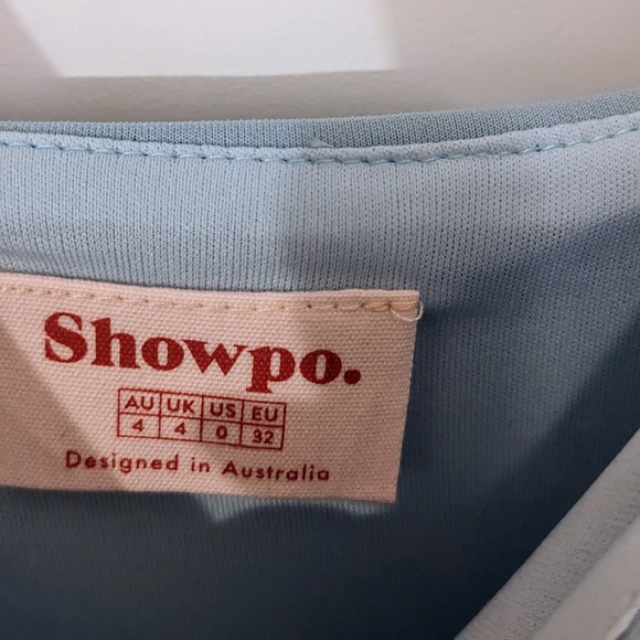 Showpo Sky Blue Elegant Midi Dress With Front Slit Hem - Picture 6 of 6